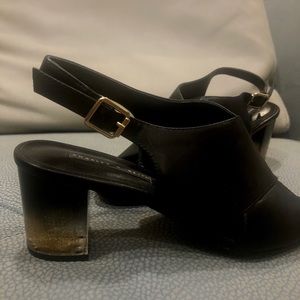 Charles & Keith gold sparkle heels